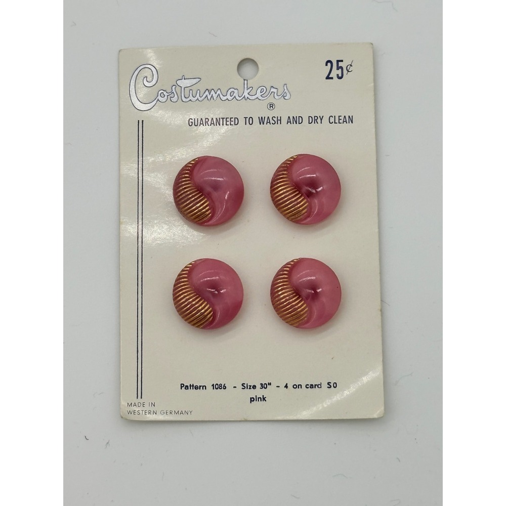 Costumakers Buttons Women Vintage Sewing Retro Pink Gold 30"